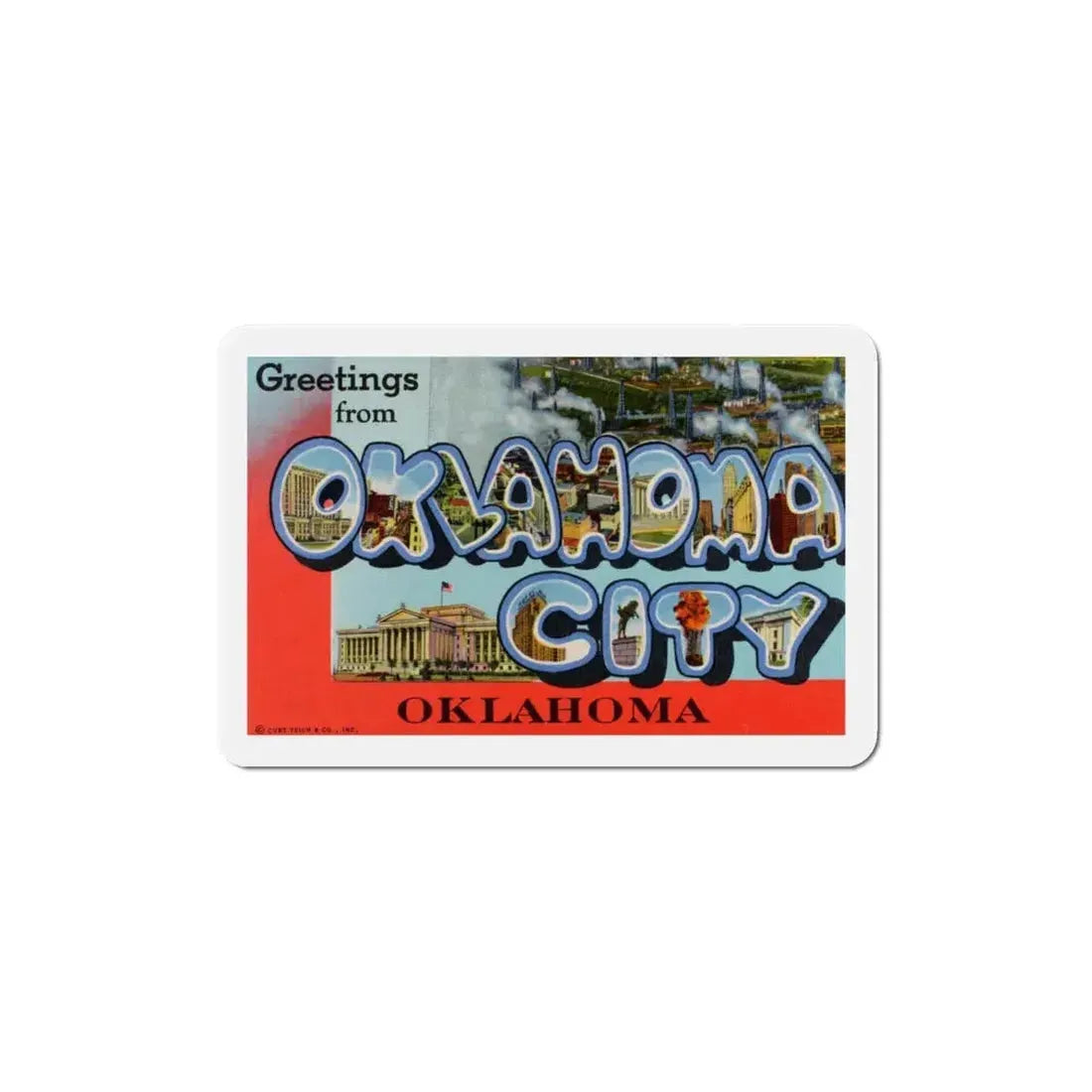Greetings from Oklahoma City Oklahoma (Greeting Postcards) Refrigerator Magnet 4 Inch - The Sticker Space