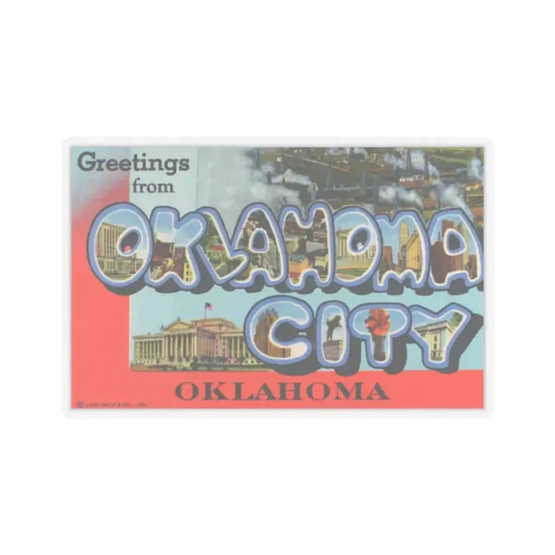 Greetings from Oklahoma City Oklahoma (Greeting Postcards) STICKER Vinyl Kiss-Cut Decal 2 Inch Transparent - The Sticker Space