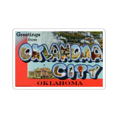 Greetings from Oklahoma City Oklahoma (Greeting Postcards) STICKER Vinyl Kiss-Cut Decal 3 Inch White - The Sticker Space