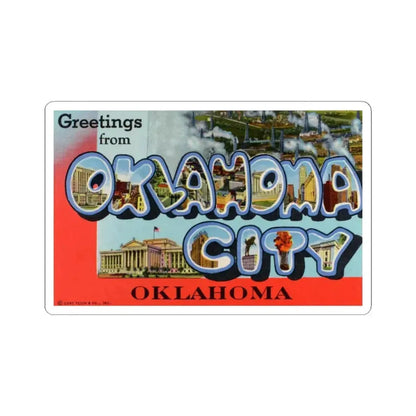 Greetings from Oklahoma City Oklahoma (Greeting Postcards) STICKER Vinyl Kiss-Cut Decal 6 Inch White - The Sticker Space