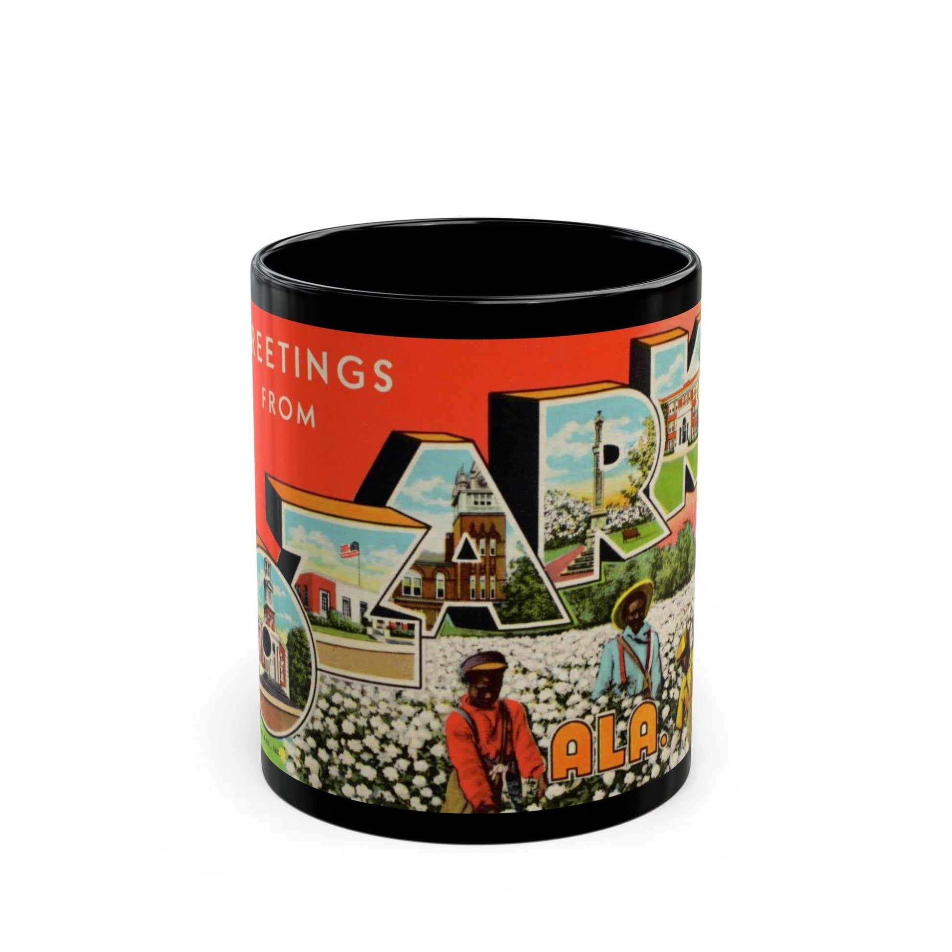 Greetings from Ozark Ala (Greeting Postcards) Black Coffee Mug-11oz-The Sticker Space