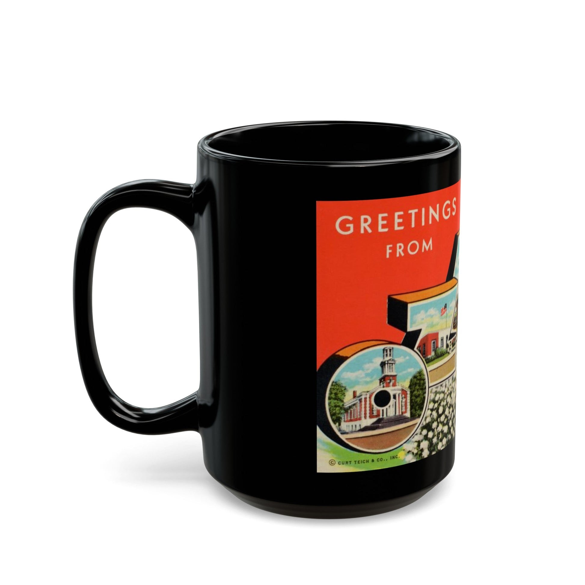 Greetings from Ozark Ala (Greeting Postcards) Black Coffee Mug-The Sticker Space