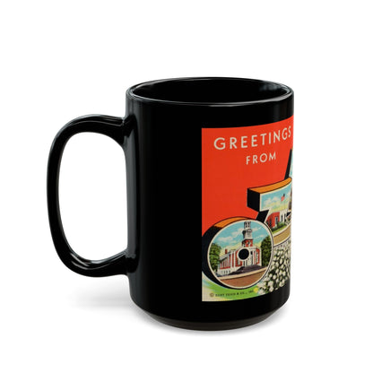 Greetings from Ozark Ala (Greeting Postcards) Black Coffee Mug-The Sticker Space