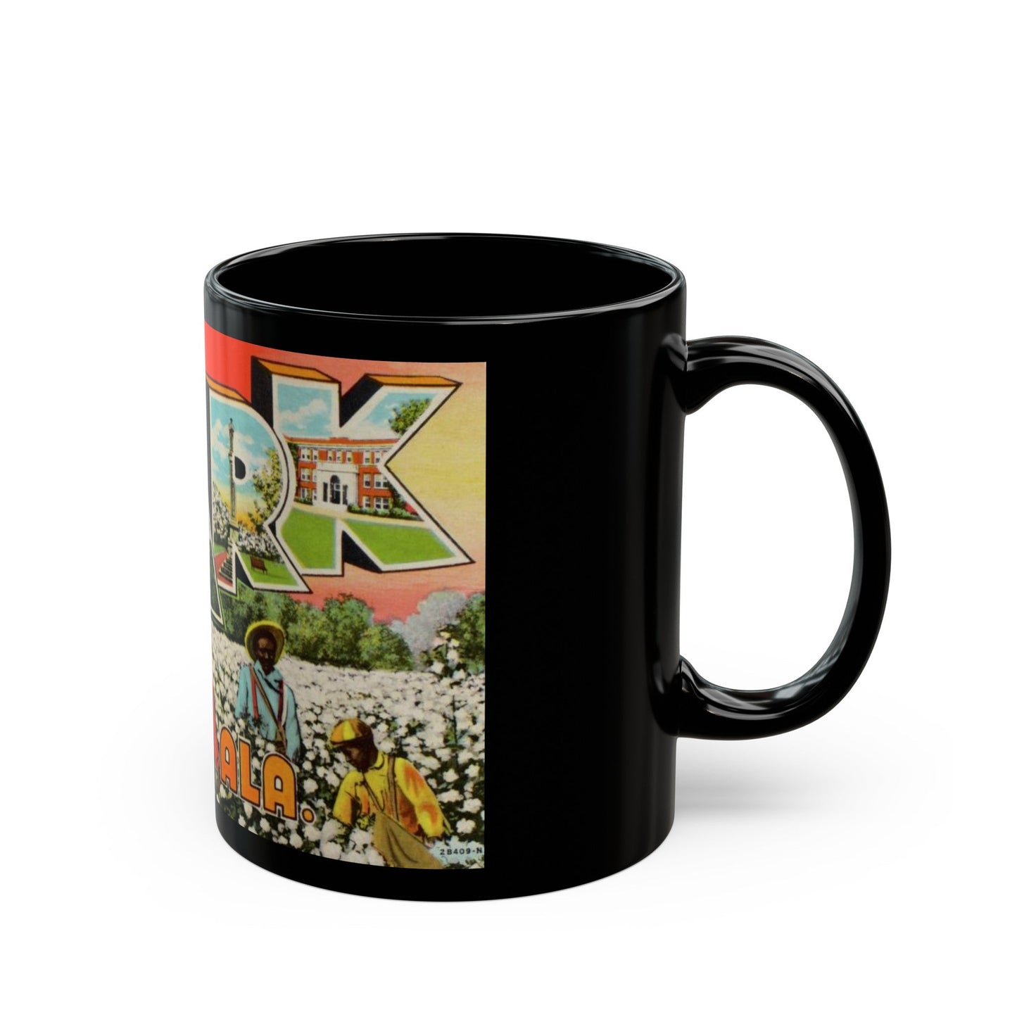 Greetings from Ozark Ala (Greeting Postcards) Black Coffee Mug-The Sticker Space