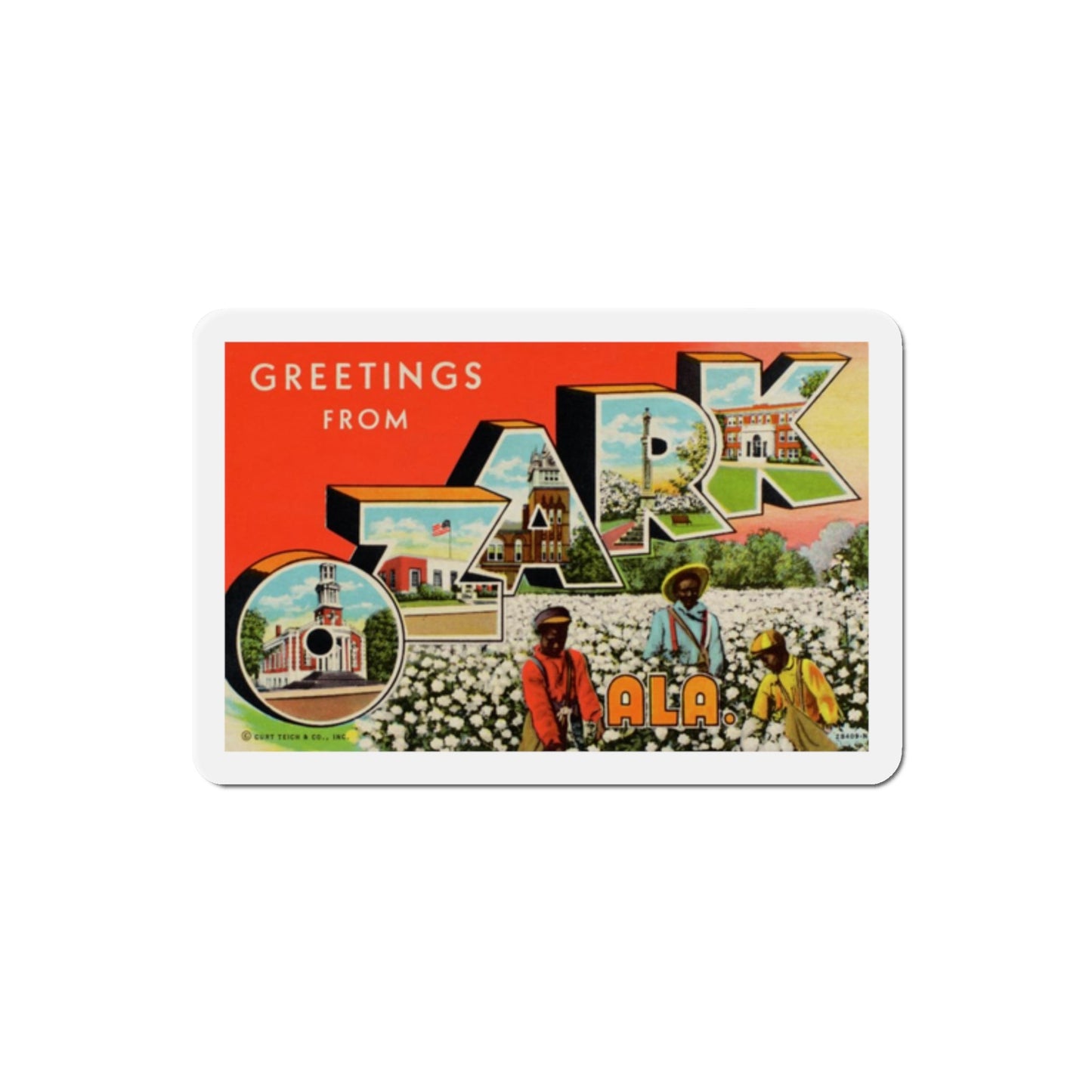 Greetings from Ozark Alabama (Greeting Postcards) Die-Cut Magnet-2" x 2"-The Sticker Space