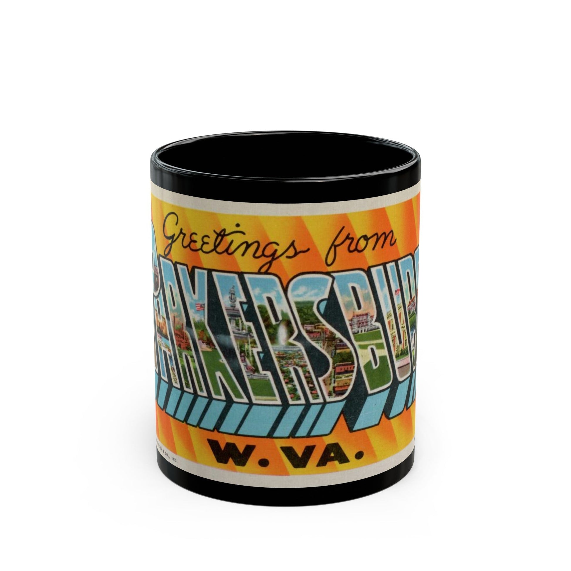 Greetings from Parkersburg W Va (Greeting Postcards) Black Coffee Mug-11oz-The Sticker Space