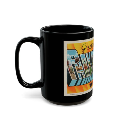 Greetings from Parkersburg W Va (Greeting Postcards) Black Coffee Mug-The Sticker Space