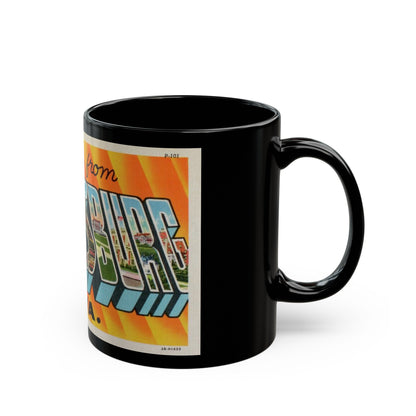 Greetings from Parkersburg W Va (Greeting Postcards) Black Coffee Mug-The Sticker Space