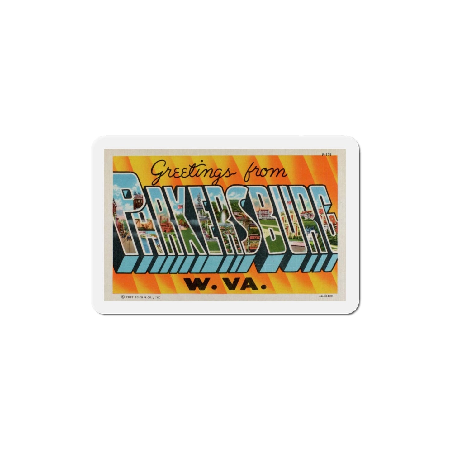 Greetings from Parkersburg West Virginia (Greeting Postcards) Die-Cut Magnet-5" x 5"-The Sticker Space