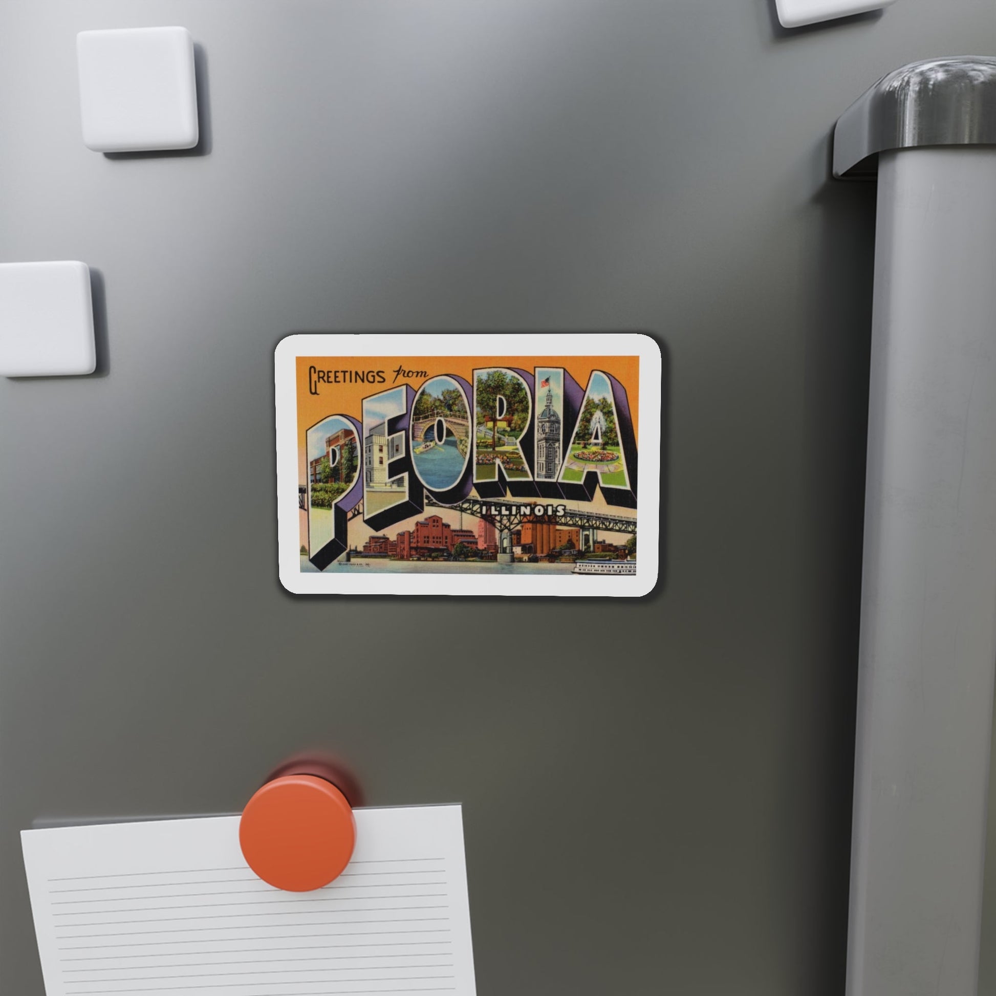 Greetings from Peoria Illinois (Greeting Postcards) Die-Cut Magnet-The Sticker Space