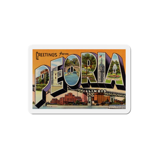 Greetings from Peoria Illinois (Greeting Postcards) Die-Cut Magnet-2" x 2"-The Sticker Space