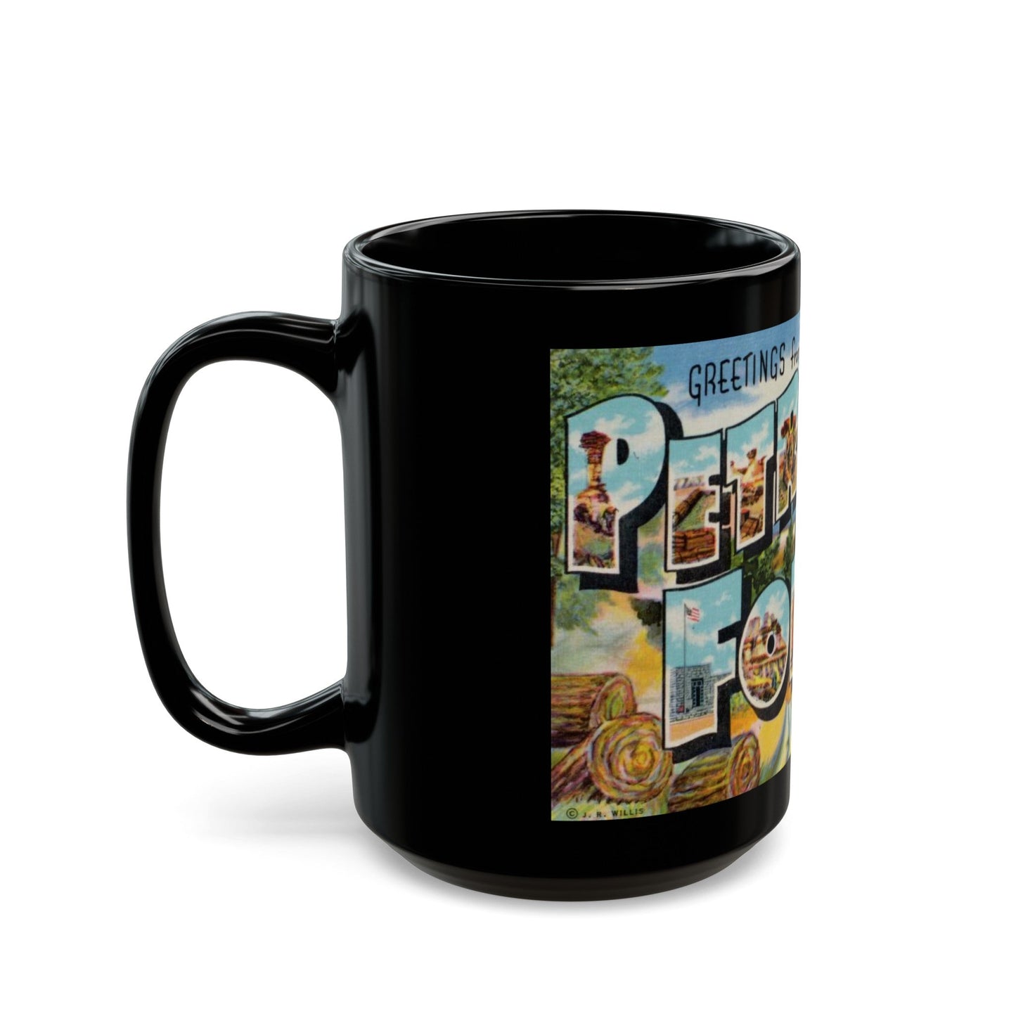 Greetings from Petrified Forest Ariz (Greeting Postcards) Black Coffee Mug-The Sticker Space