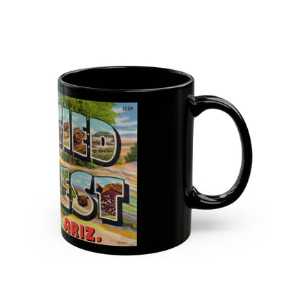 Greetings from Petrified Forest Ariz (Greeting Postcards) Black Coffee Mug-The Sticker Space