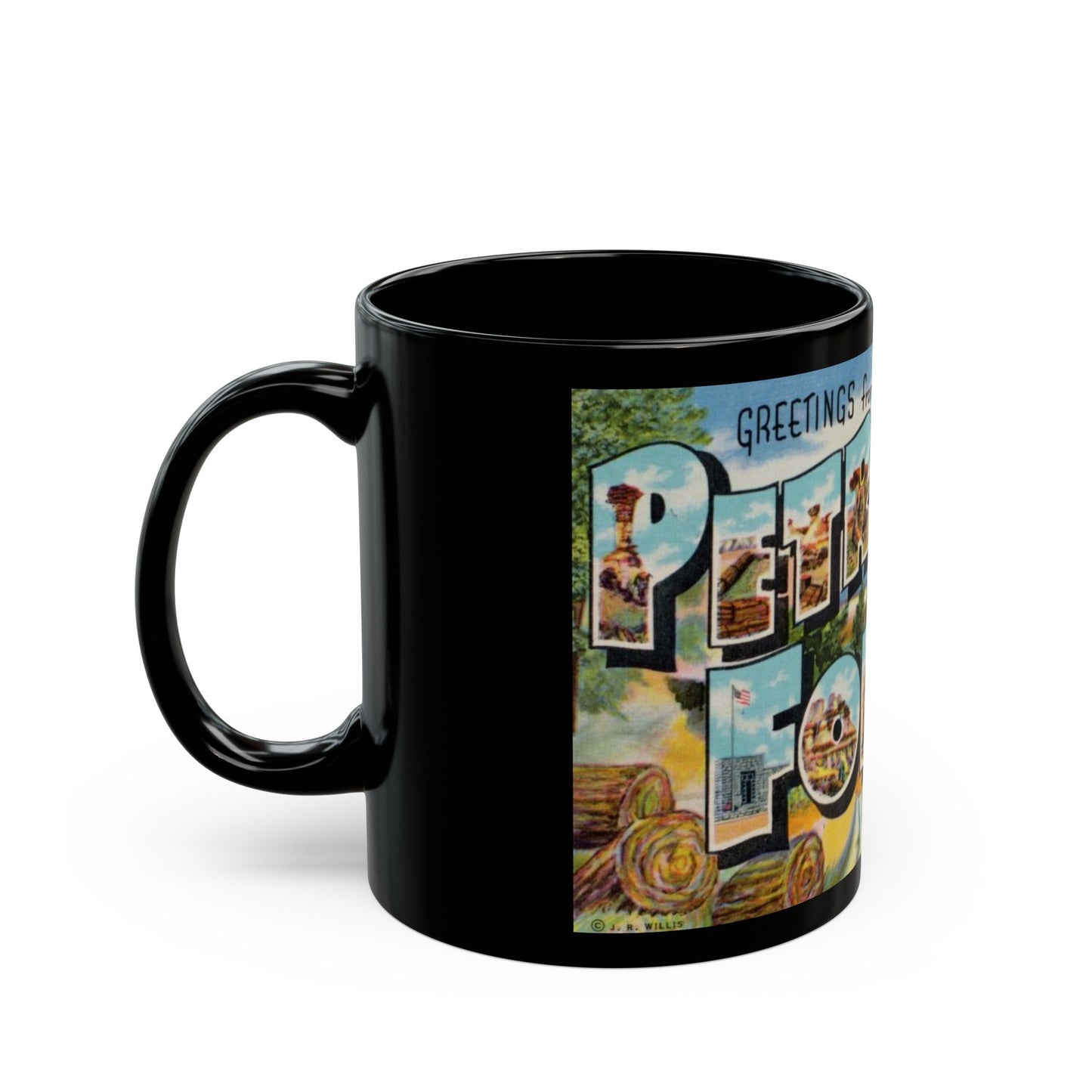 Greetings from Petrified Forest Ariz (Greeting Postcards) Black Coffee Mug-The Sticker Space