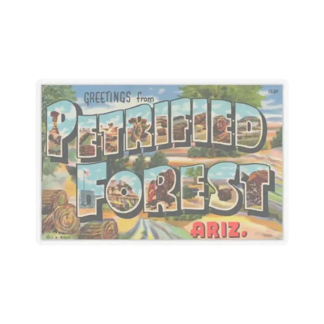 Greetings from Petrified Forest Ariz (Greeting Postcards) STICKER Vinyl Kiss-Cut Decal 2 Inch Transparent - The Sticker Space