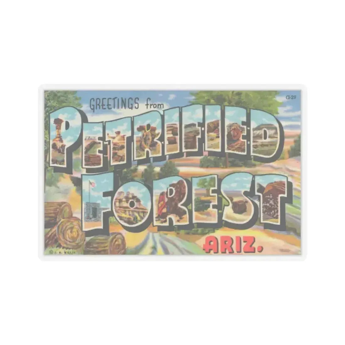 Greetings from Petrified Forest Ariz (Greeting Postcards) STICKER Vinyl Kiss-Cut Decal 4 Inch Transparent - The Sticker Space