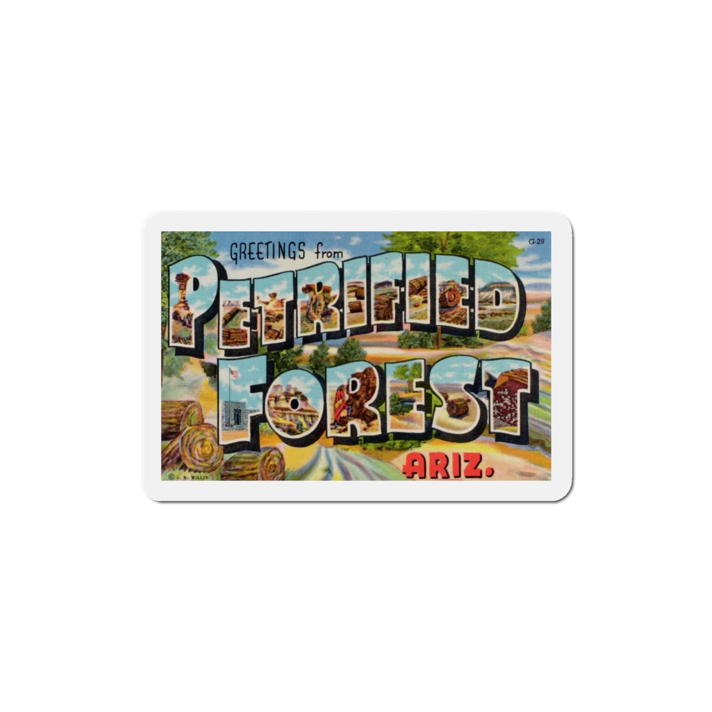 Greetings from Petrified Forest Arizona (Greeting Postcards) Die-Cut Magnet-4" x 4"-The Sticker Space