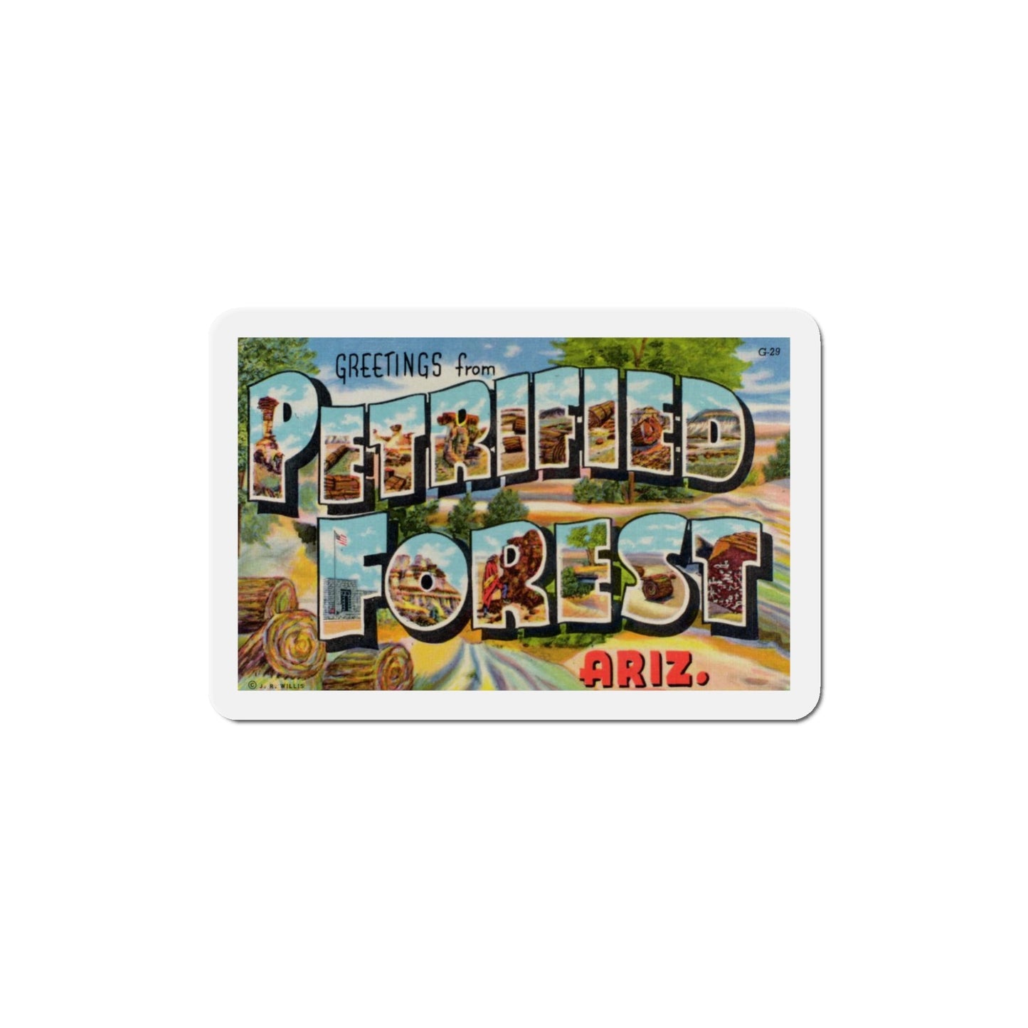 Greetings from Petrified Forest Arizona (Greeting Postcards) Die-Cut Magnet-5" x 5"-The Sticker Space