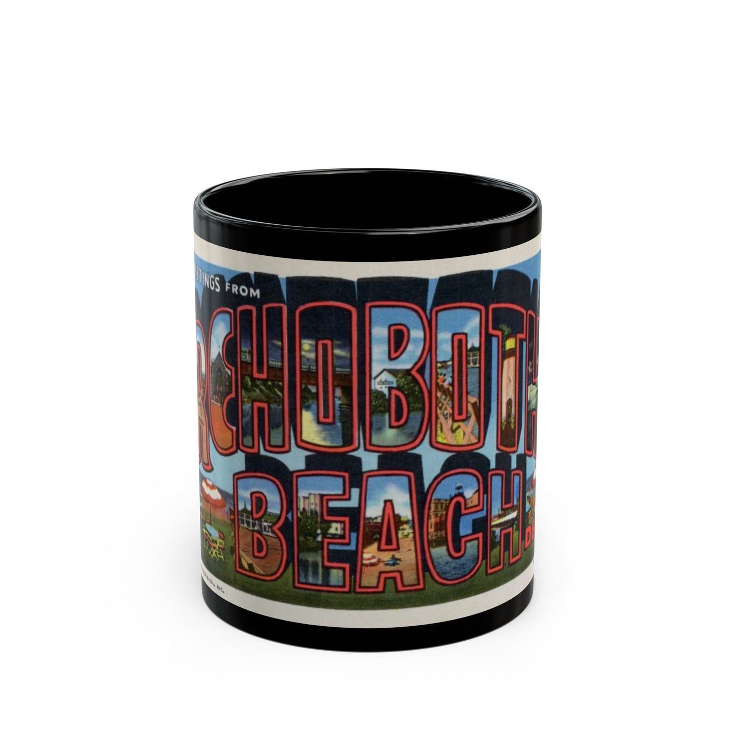 Greetings from Rehoboth Beach (Greeting Postcards) Black Coffee Mug-11oz-The Sticker Space