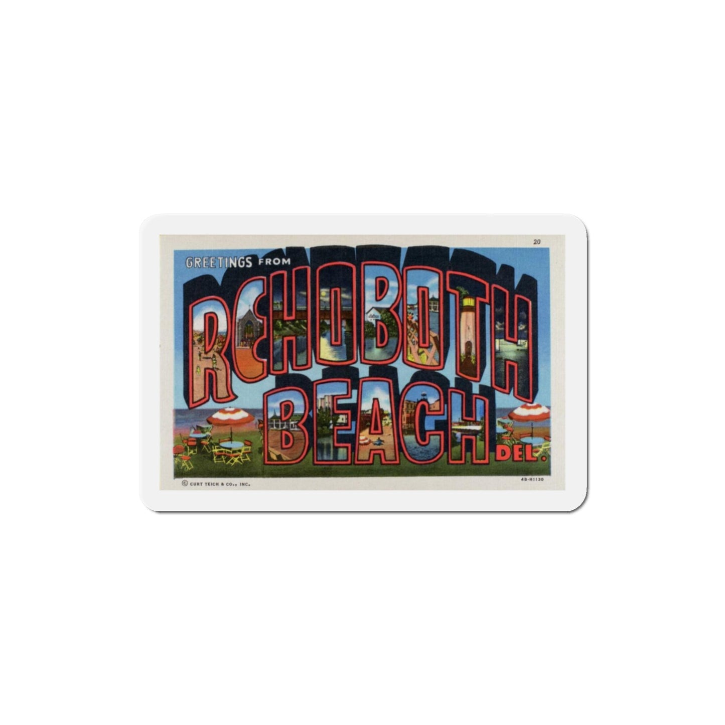 Greetings from Rehoboth Beach (Greeting Postcards) Die-Cut Magnet-3" x 3"-The Sticker Space