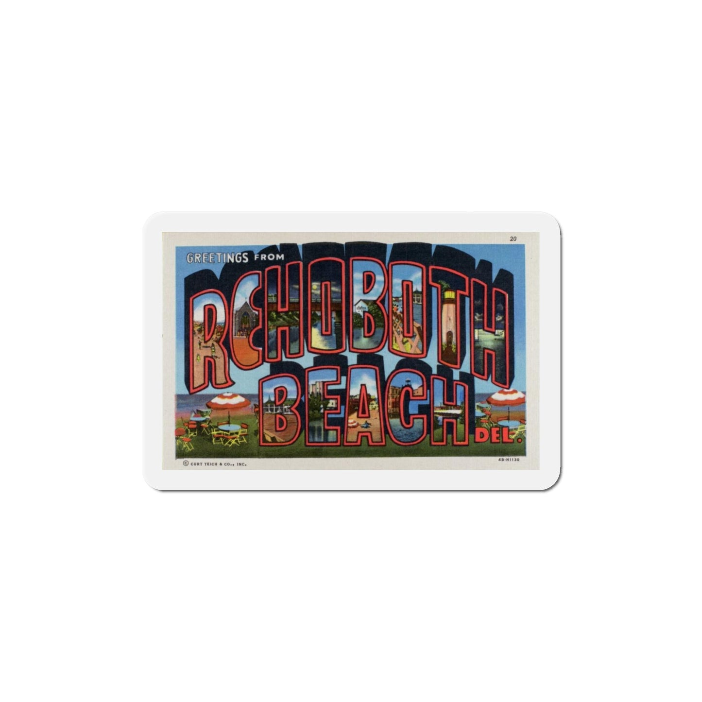 Greetings from Rehoboth Beach (Greeting Postcards) Die-Cut Magnet-5" x 5"-The Sticker Space