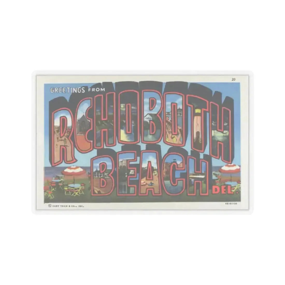 Greetings from Rehoboth Beach (Greeting Postcards) STICKER Vinyl Kiss-Cut Decal 4 Inch Transparent - The Sticker Space