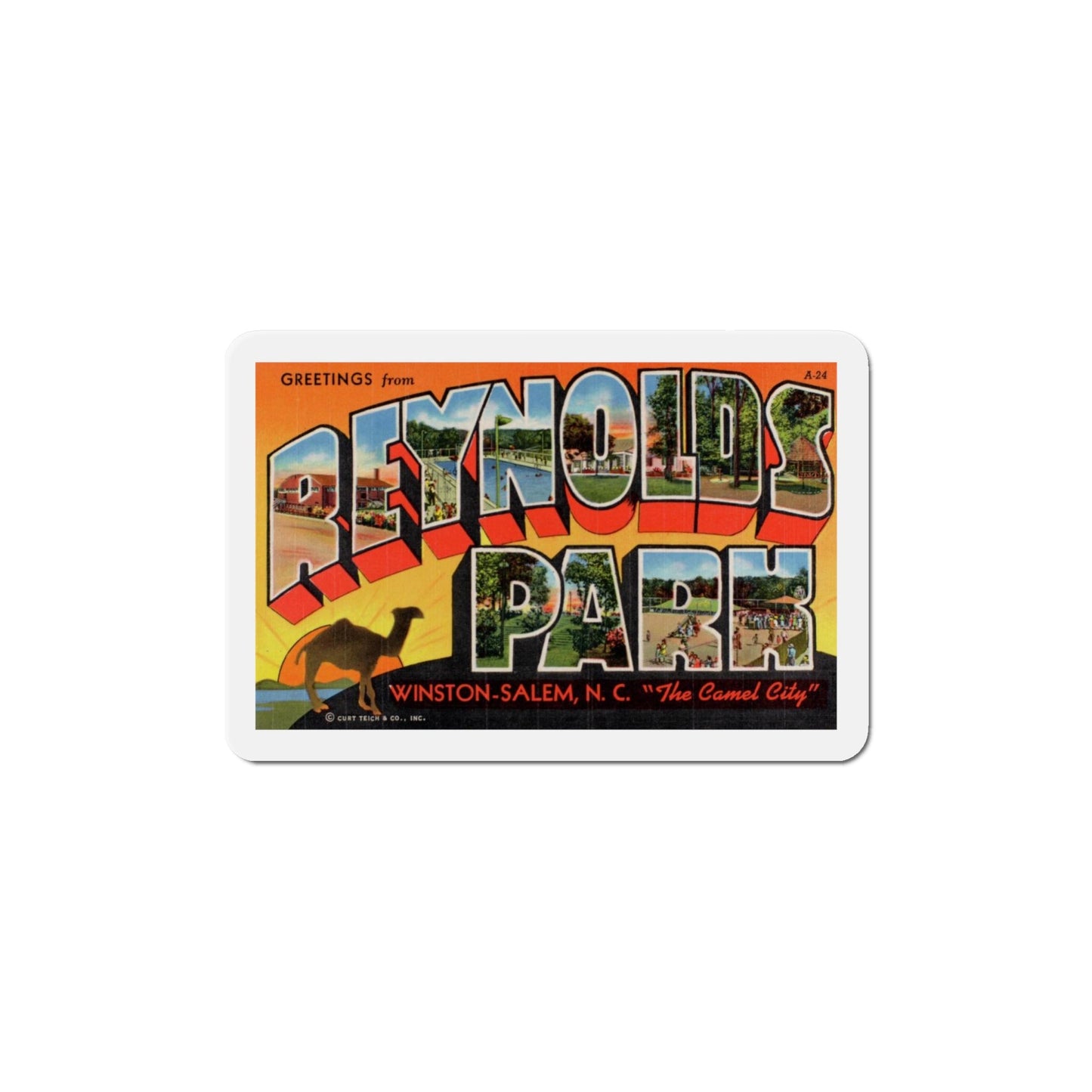 Greetings from Reynolds Park Winston Salem NC The Camel City (Greeting Postcards) Die-Cut Magnet-6 × 6"-The Sticker Space