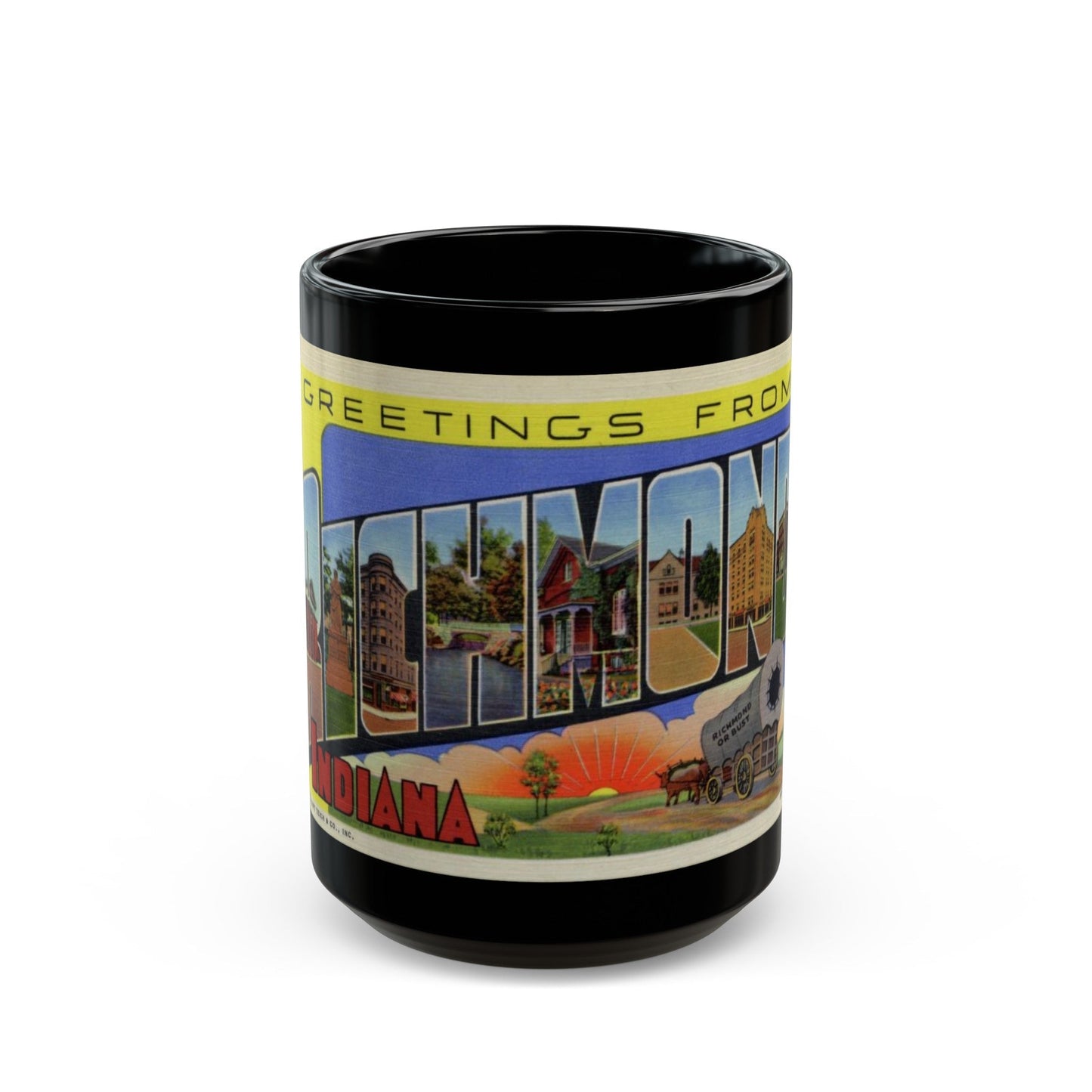 Greetings from Richmond Indiana (Greeting Postcards) Black Coffee Mug-15oz-The Sticker Space