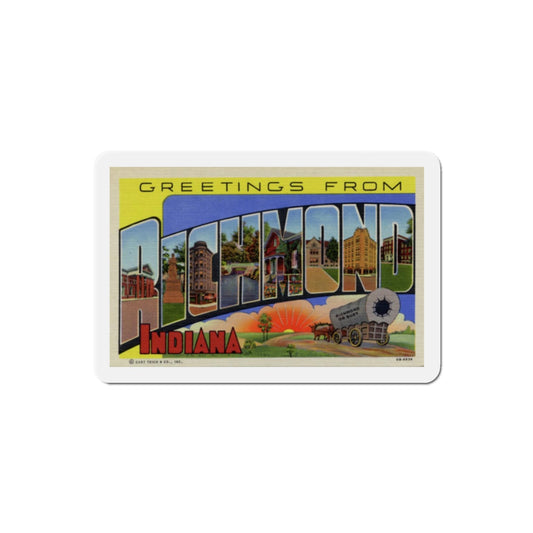 Greetings from Richmond Indiana (Greeting Postcards) Die-Cut Magnet-2" x 2"-The Sticker Space