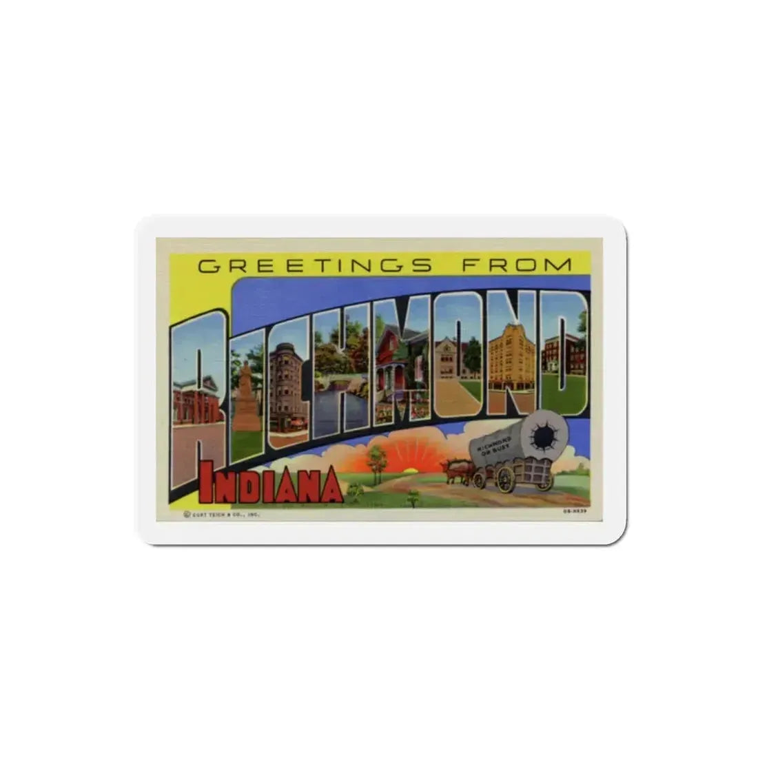 Greetings from Richmond Indiana (Greeting Postcards) Refrigerator Magnet 2 Inch - The Sticker Space