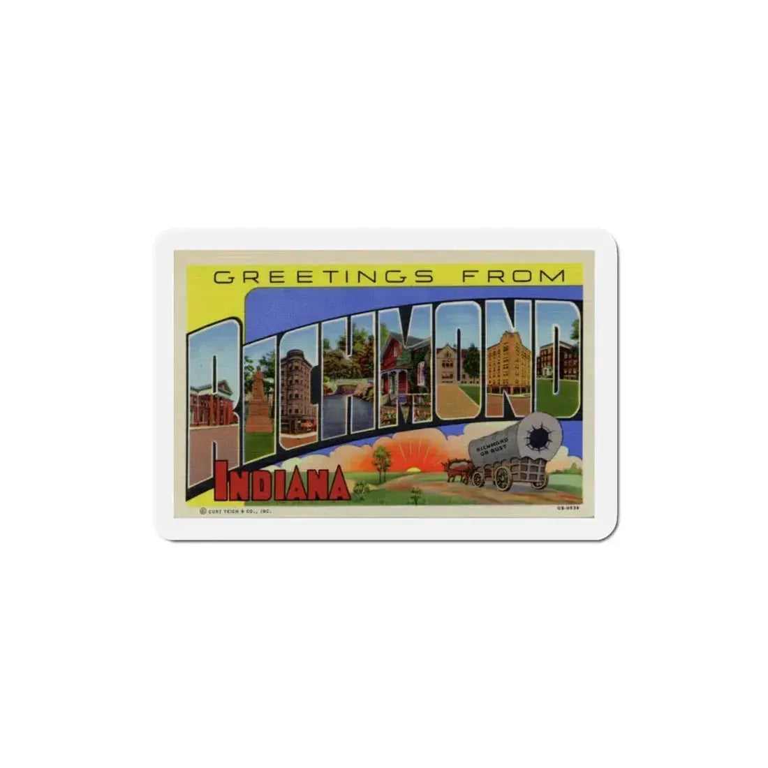 Greetings from Richmond Indiana (Greeting Postcards) Refrigerator Magnet 4 Inch - The Sticker Space