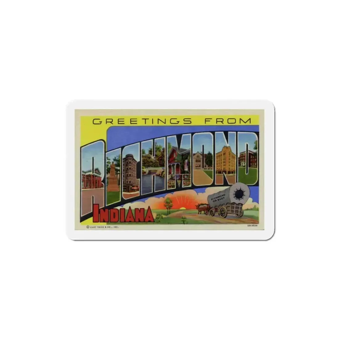Greetings from Richmond Indiana (Greeting Postcards) Refrigerator Magnet - The Sticker Space