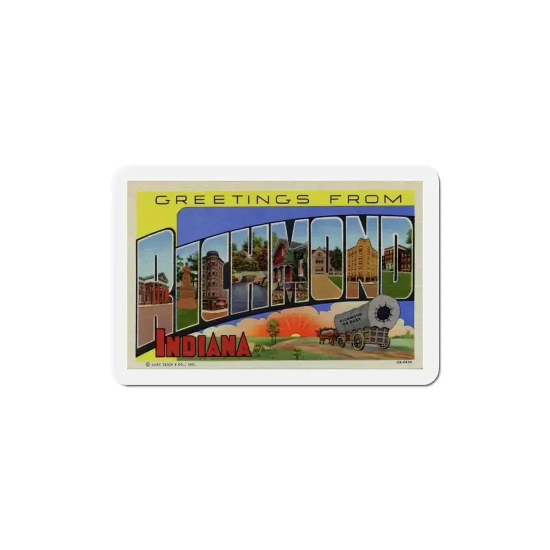 Greetings from Richmond Indiana (Greeting Postcards) Refrigerator Magnet - The Sticker Space