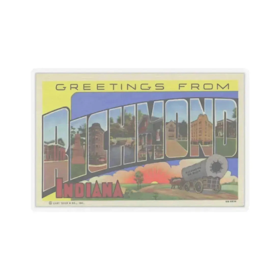 Greetings from Richmond Indiana (Greeting Postcards) STICKER Vinyl Kiss-Cut Decal 2 Inch Transparent - The Sticker Space