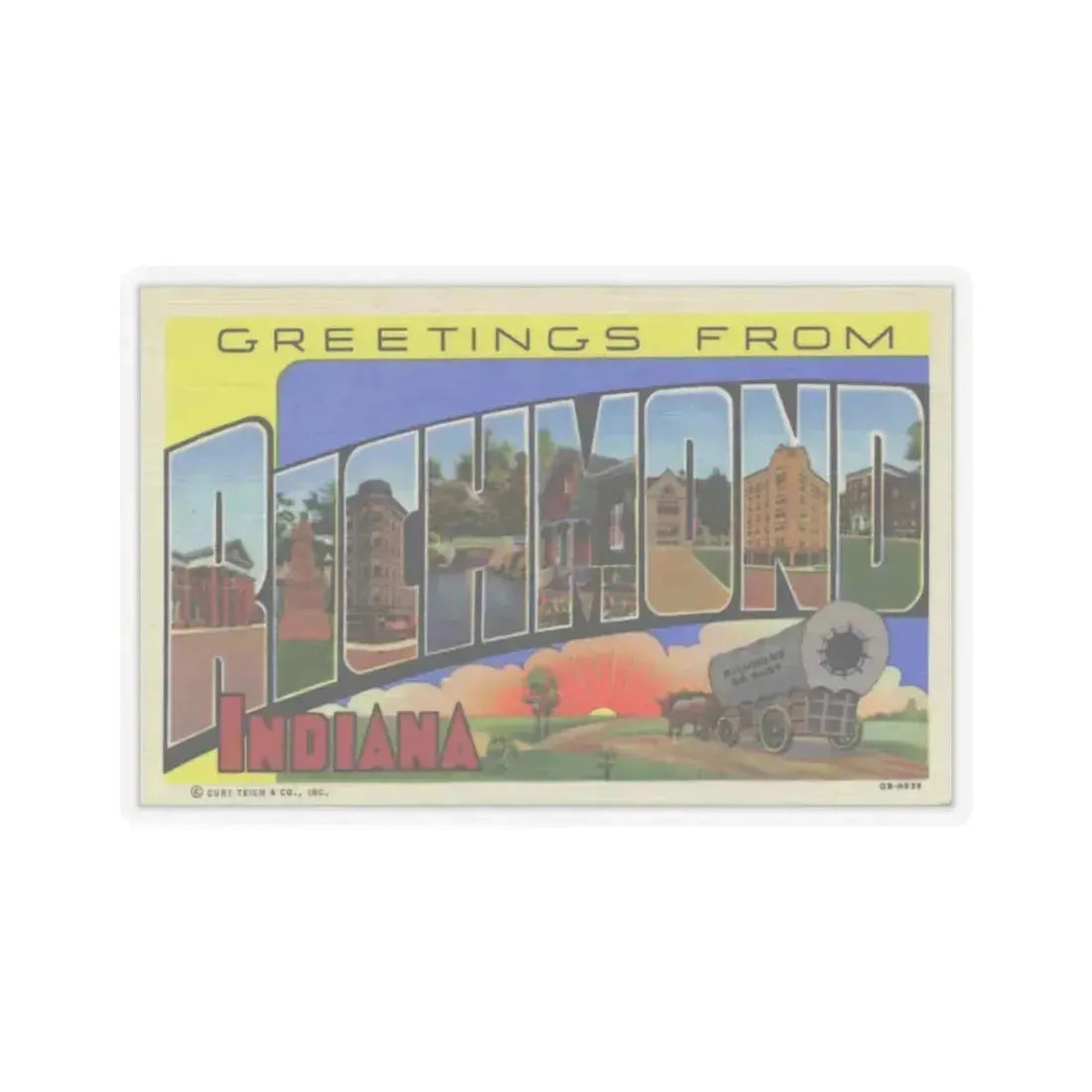 Greetings from Richmond Indiana (Greeting Postcards) STICKER Vinyl Kiss-Cut Decal 3 Inch Transparent - The Sticker Space