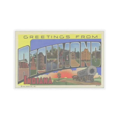 Greetings from Richmond Indiana (Greeting Postcards) STICKER Vinyl Kiss-Cut Decal 3 Inch Transparent - The Sticker Space
