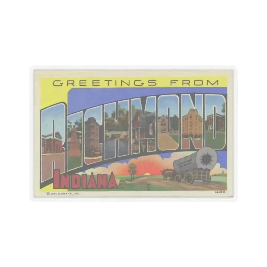 Greetings from Richmond Indiana (Greeting Postcards) STICKER Vinyl Kiss-Cut Decal 6 Inch Transparent - The Sticker Space