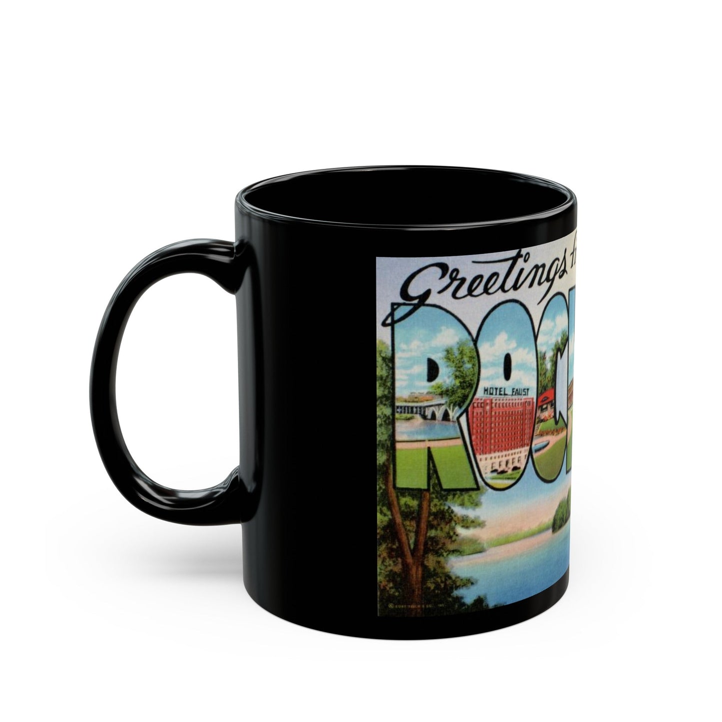 Greetings from Rockford Illinois (Greeting Postcards) Black Coffee Mug-The Sticker Space