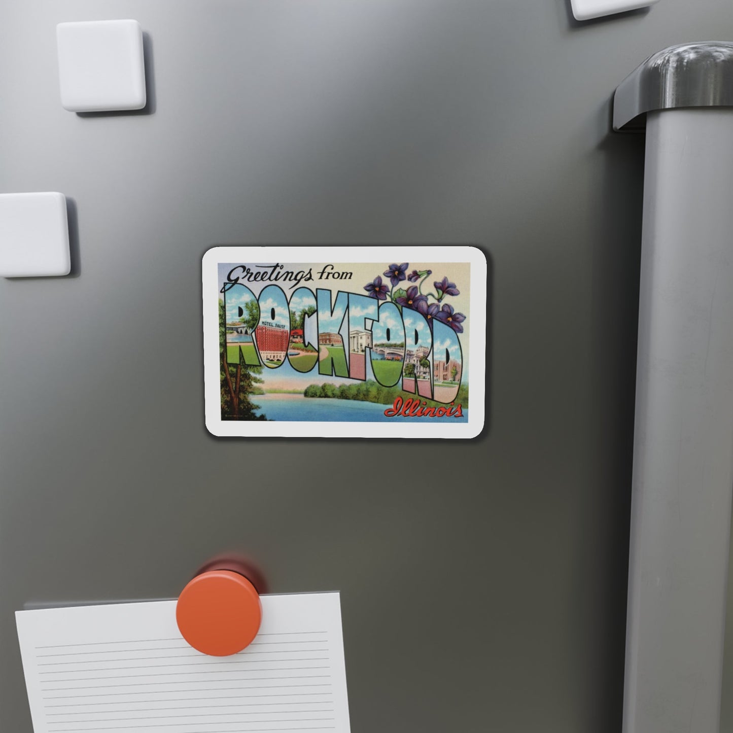 Greetings from Rockford Illinois (Greeting Postcards) Die-Cut Magnet-The Sticker Space