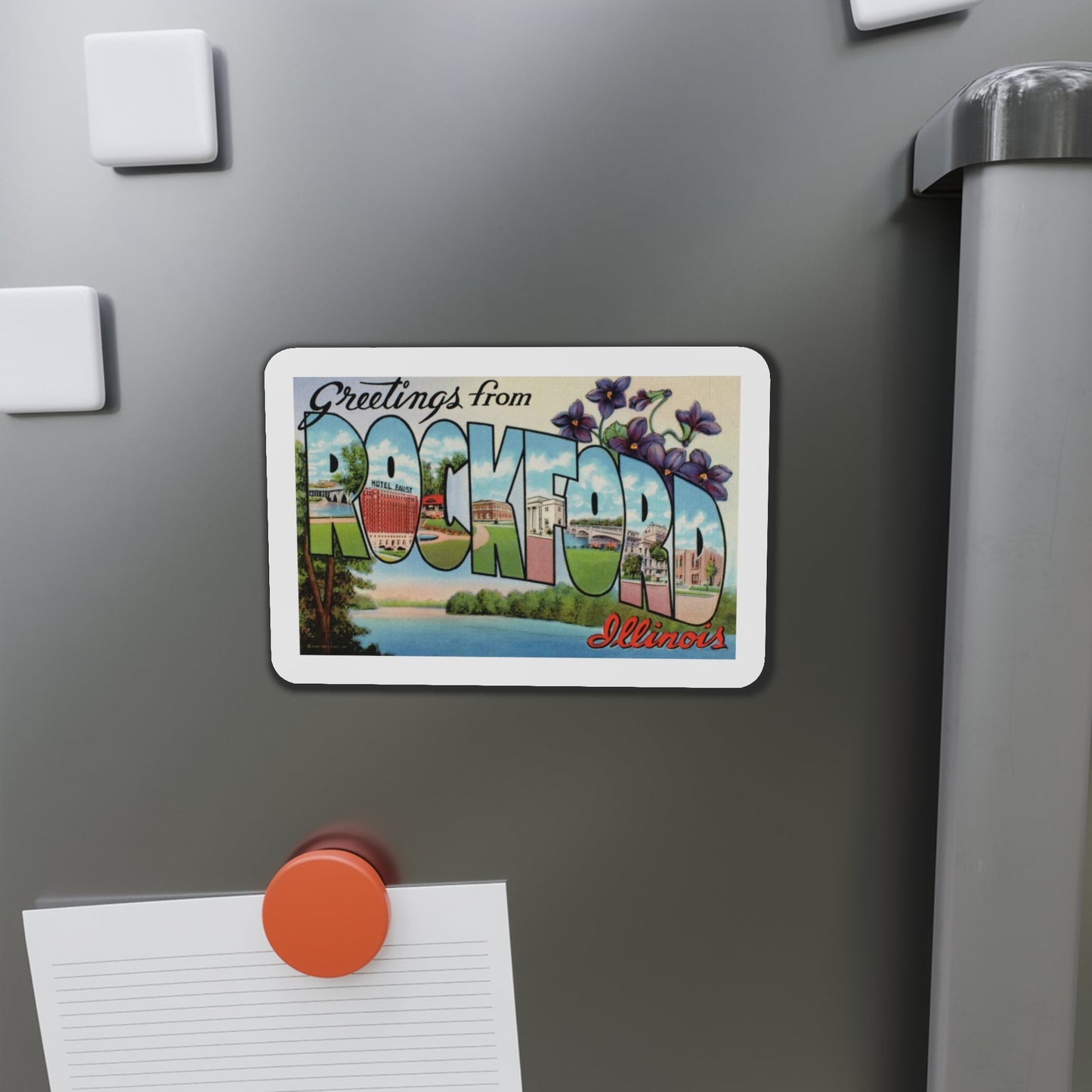 Greetings from Rockford Illinois (Greeting Postcards) Die-Cut Magnet-The Sticker Space