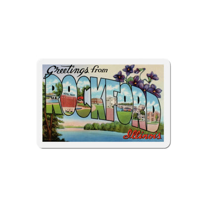 Greetings from Rockford Illinois (Greeting Postcards) Die-Cut Magnet-2" x 2"-The Sticker Space