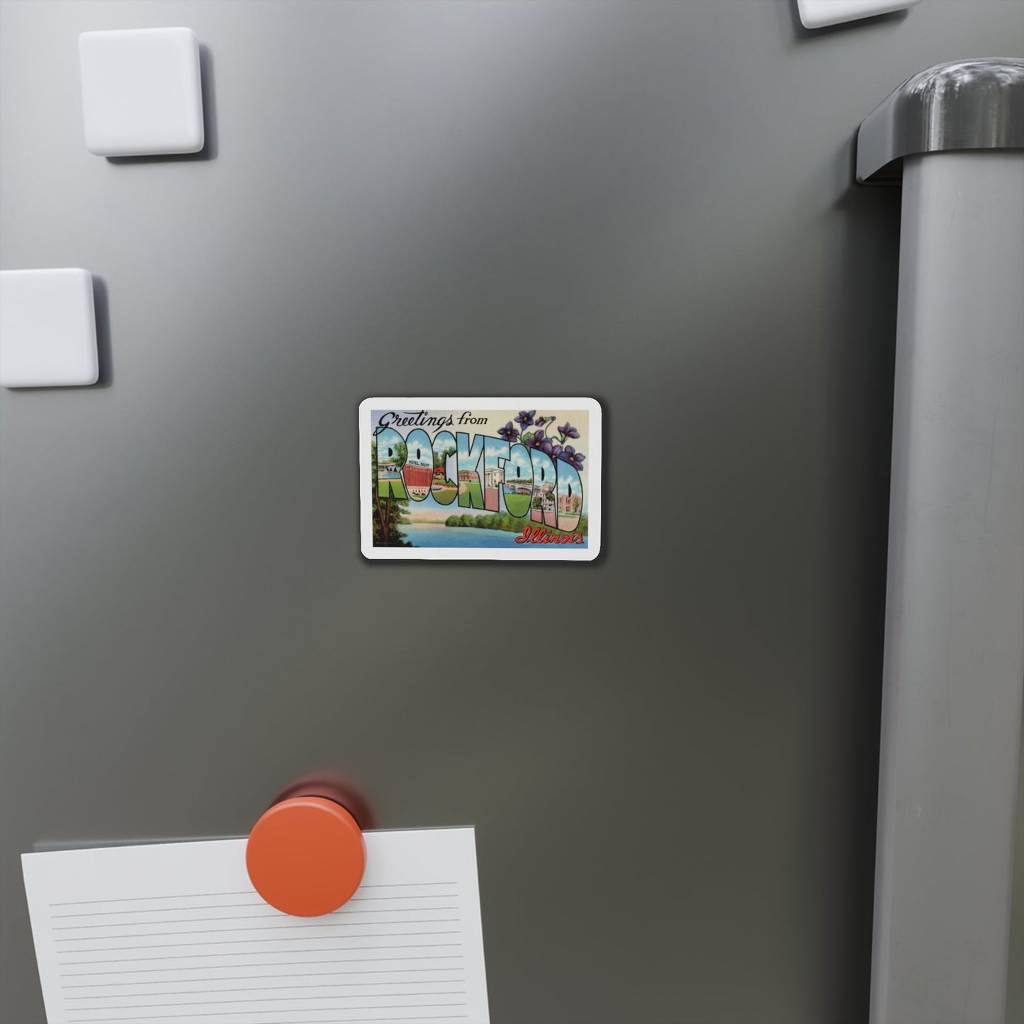 Greetings from Rockford Illinois (Greeting Postcards) Die-Cut Magnet-The Sticker Space