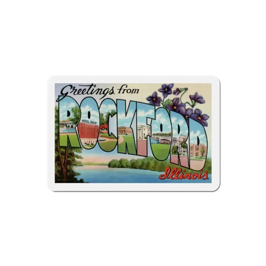 Greetings from Rockford Illinois (Greeting Postcards) Refrigerator Magnet 2 Inch - The Sticker Space