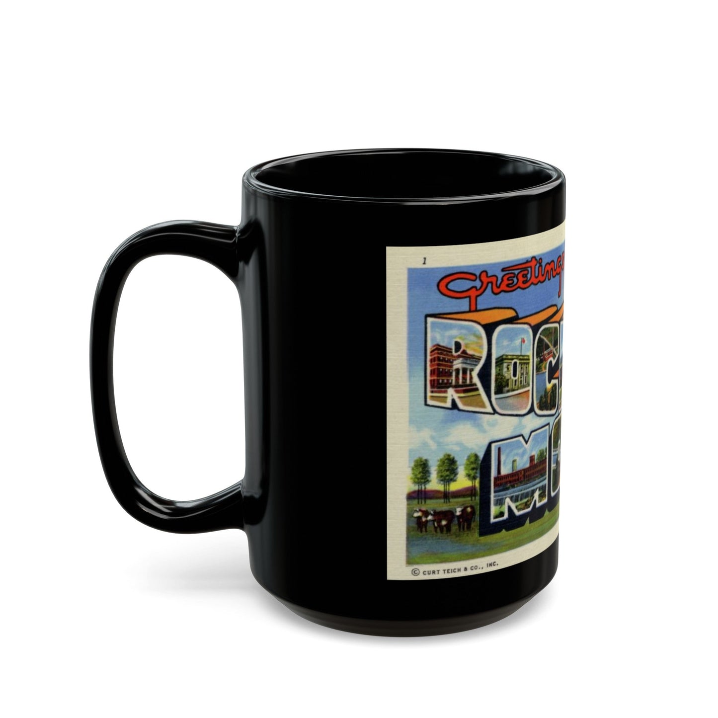 Greetings from Rocky Mount NC (Greeting Postcards) Black Coffee Mug-The Sticker Space