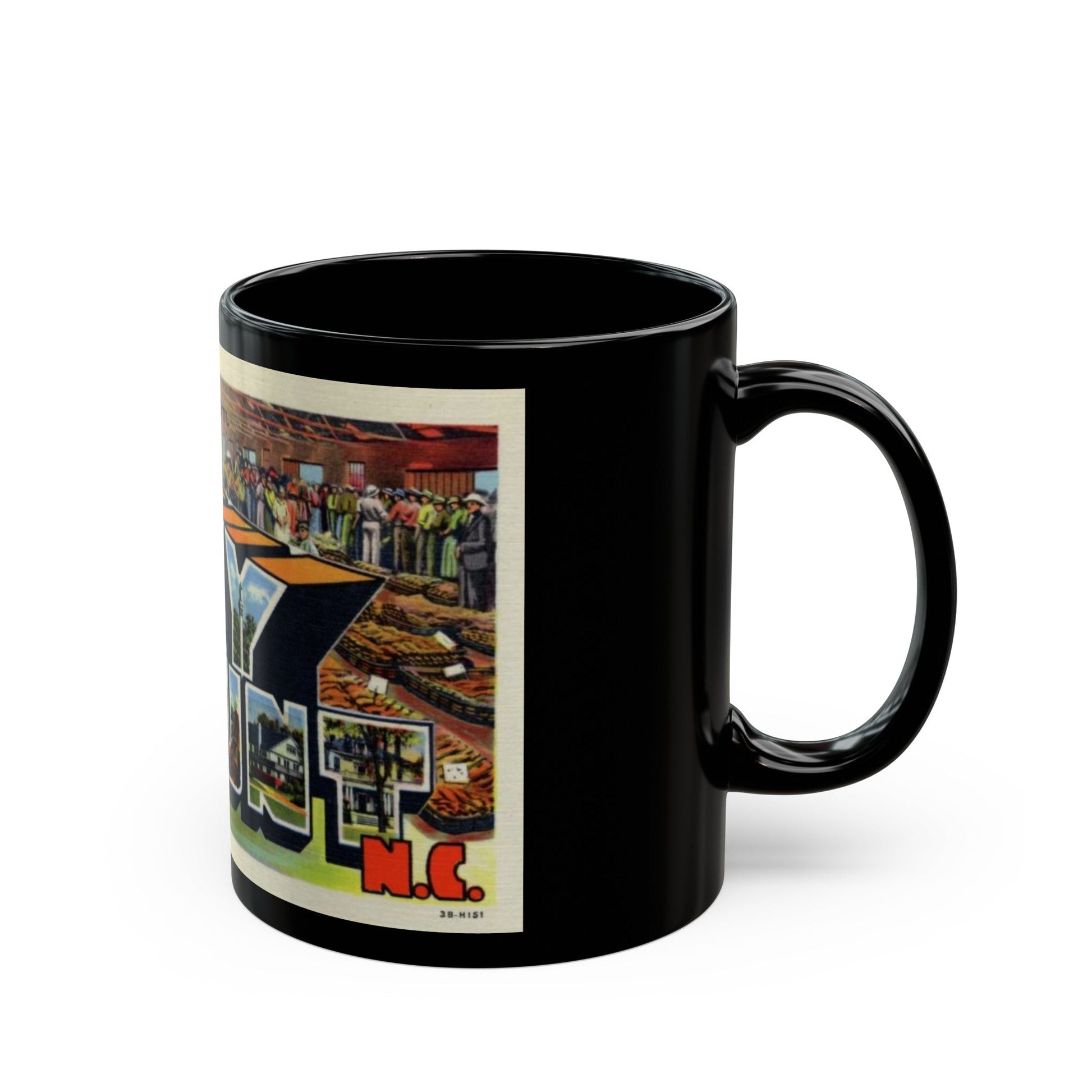 Greetings from Rocky Mount NC (Greeting Postcards) Black Coffee Mug-The Sticker Space