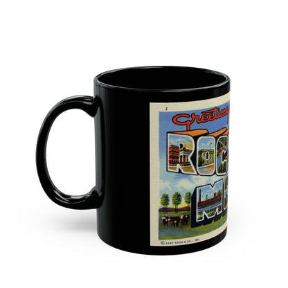 Greetings from Rocky Mount NC (Greeting Postcards) Black Coffee Mug-The Sticker Space