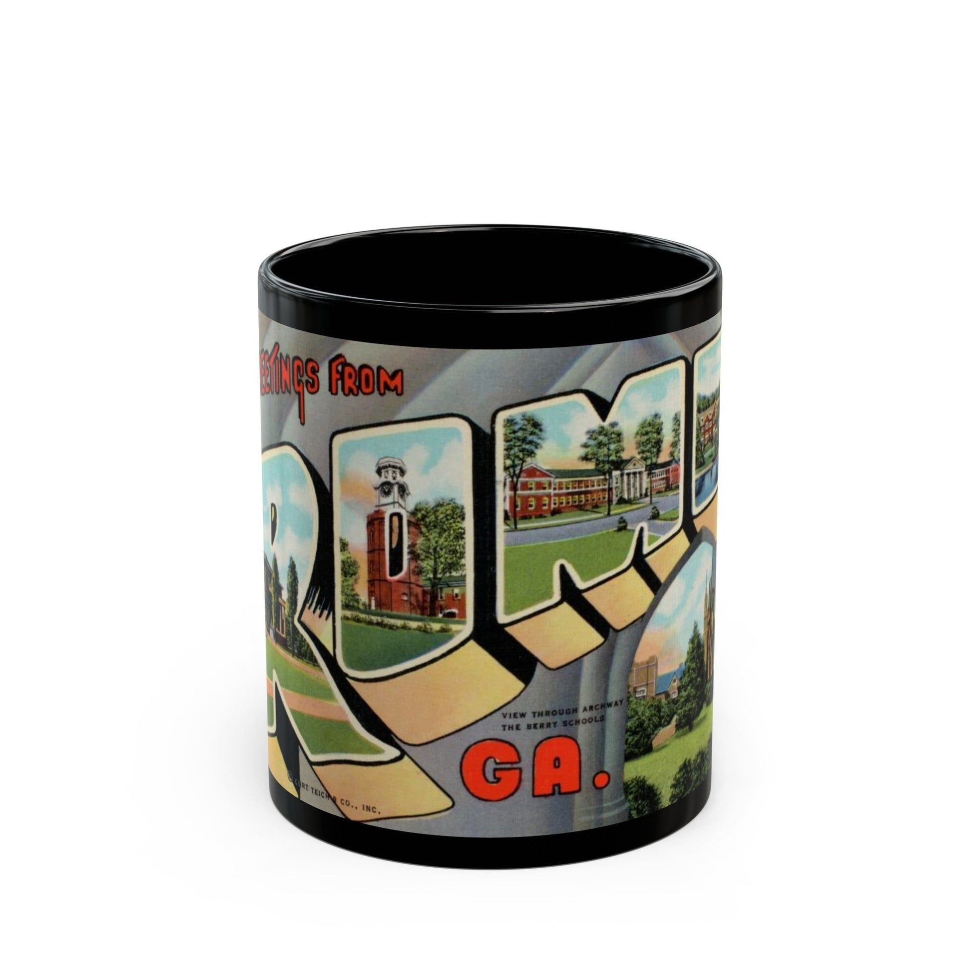 Greetings from Rome Ga (Greeting Postcards) Black Coffee Mug-11oz-The Sticker Space