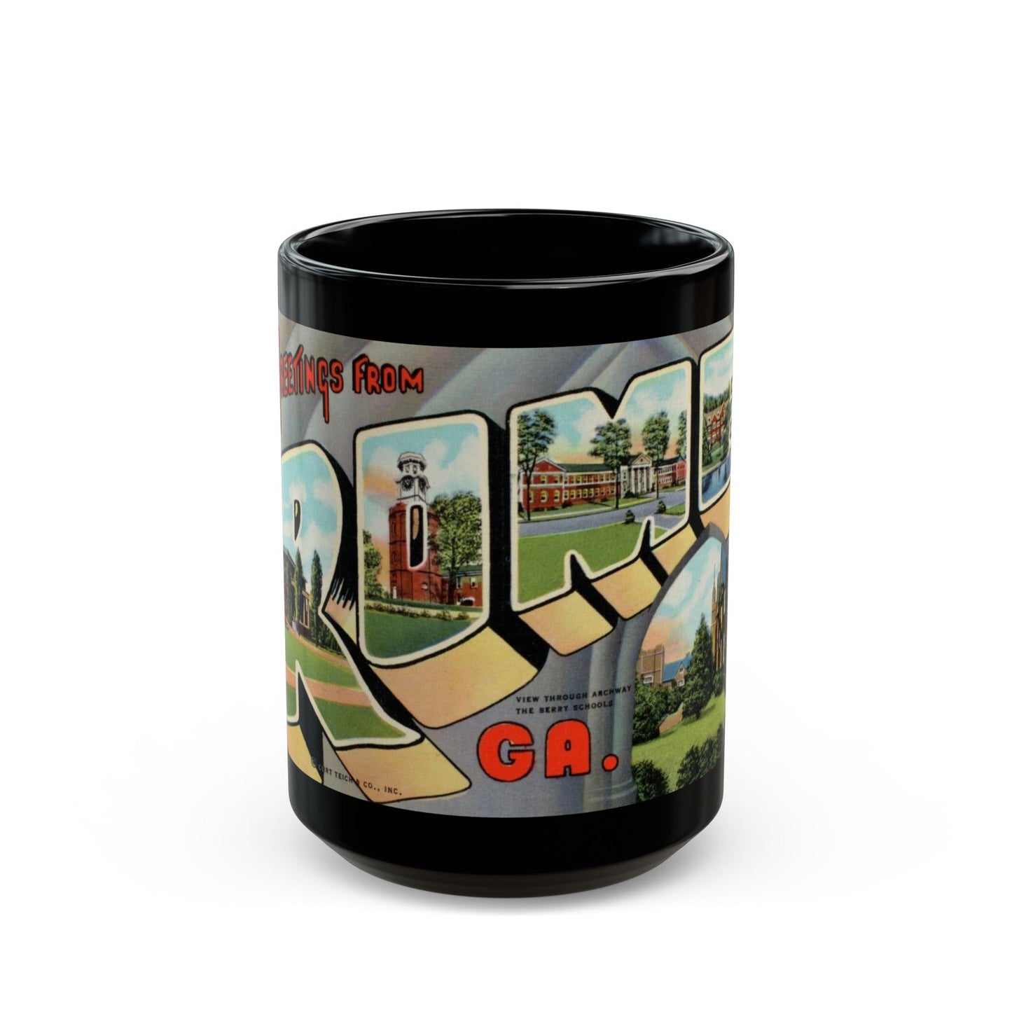 Greetings from Rome Ga (Greeting Postcards) Black Coffee Mug-15oz-The Sticker Space