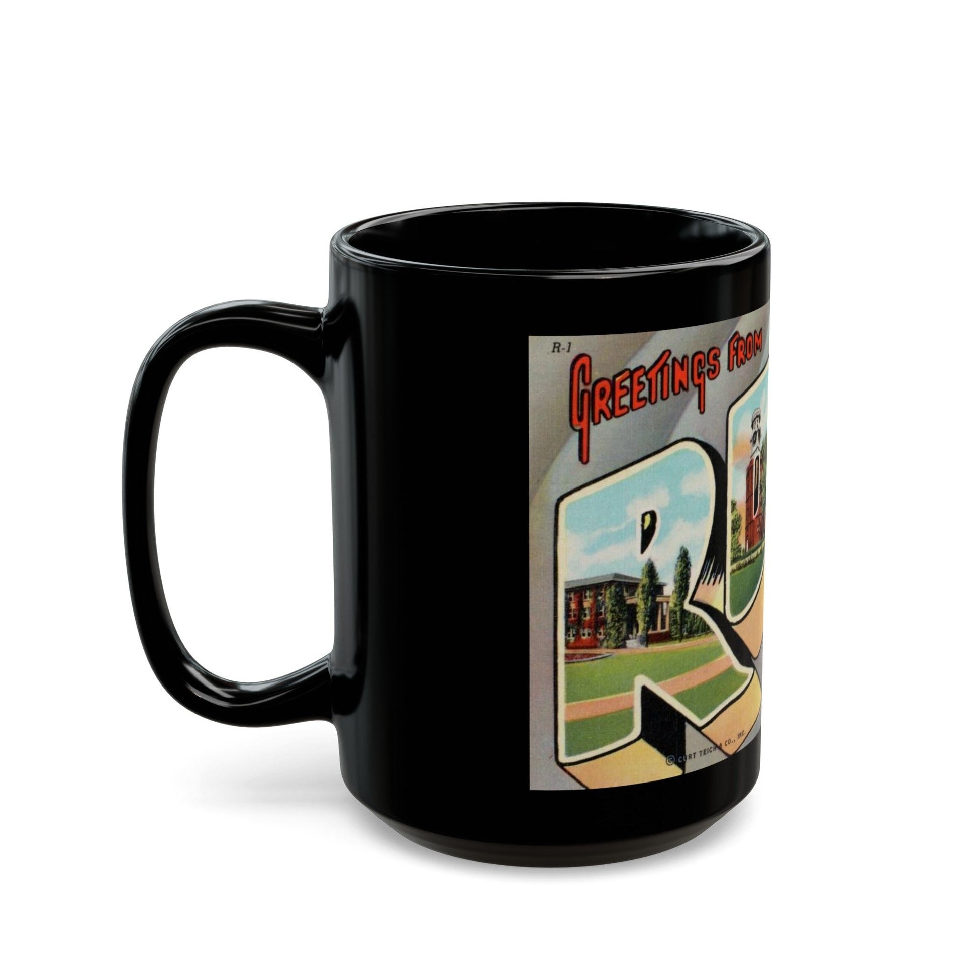 Greetings from Rome Ga (Greeting Postcards) Black Coffee Mug-The Sticker Space