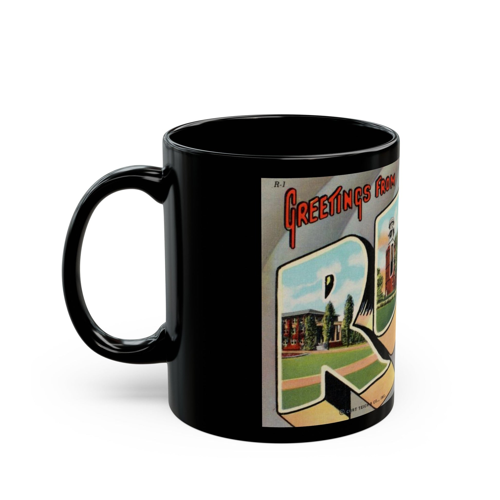 Greetings from Rome Ga (Greeting Postcards) Black Coffee Mug-The Sticker Space